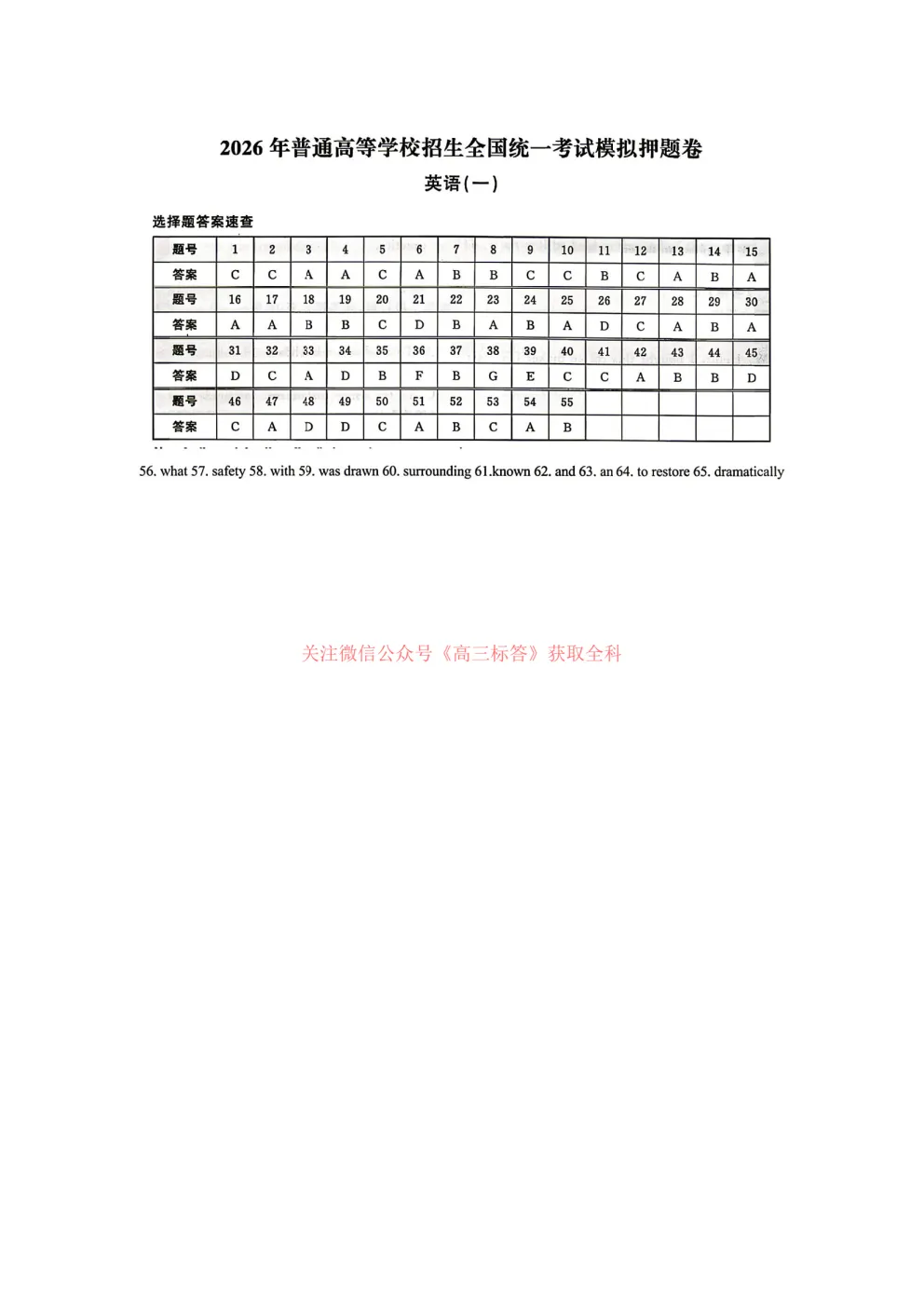 2026年普通高等学校招生全国统一考试模拟押题卷答案 第9张 2026年普通高等学校招生全国统一考试模拟押题卷答案 第9张