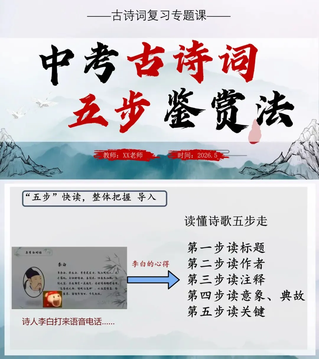 中考古诗词五步鉴赏法这样讲太赞了! 第1张