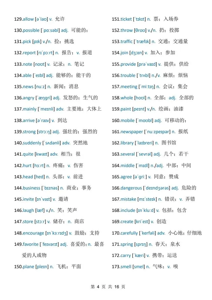中考考前必背:688个高频词 第4张