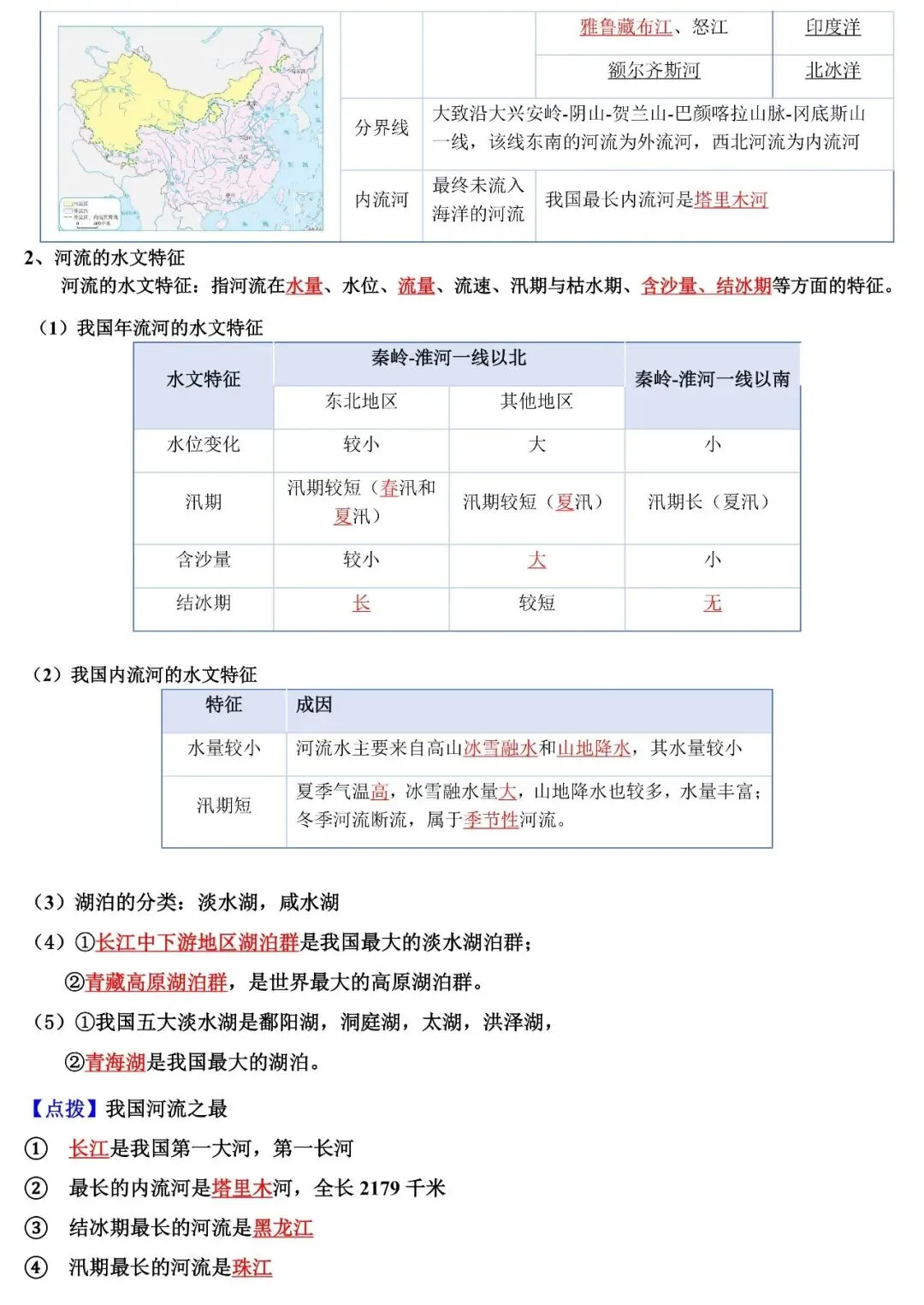 2026年中考地理填图速记:我国的河湖 第4张