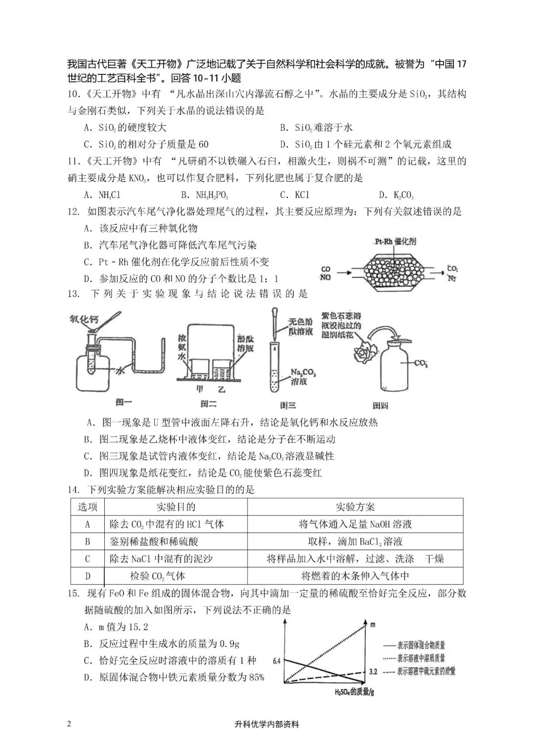 中考丨2026年鹿鸣路初级中学一模化学试卷及答案(文末下载) 第3张
