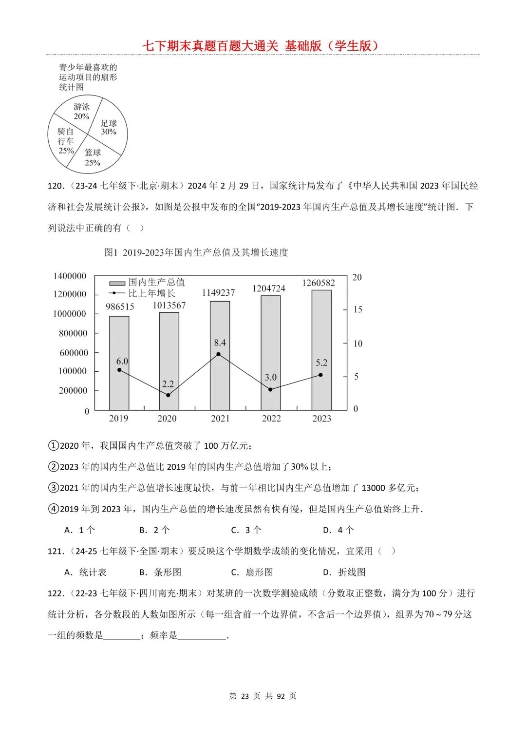 2026春新版初一七年级下册数学《期末真题百题大通关》期末复习题型(附答案)高清电子版可打印 第26张