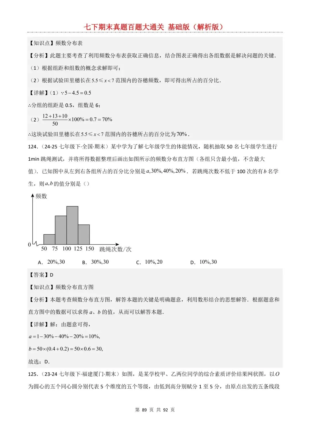 2026春新版初一七年级下册数学《期末真题百题大通关》期末复习题型(附答案)高清电子版可打印 第92张