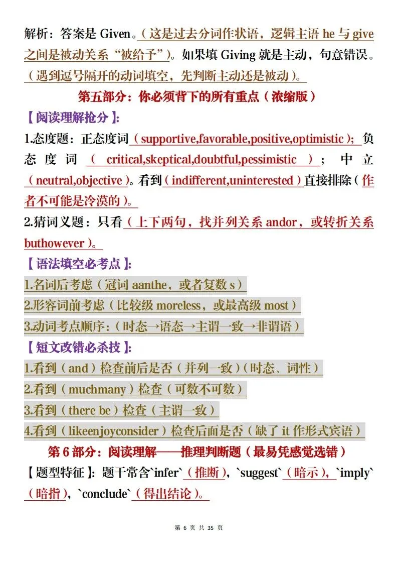 高中英语考前冲刺总复习,含真题解析和预测(可打印) 第6张
