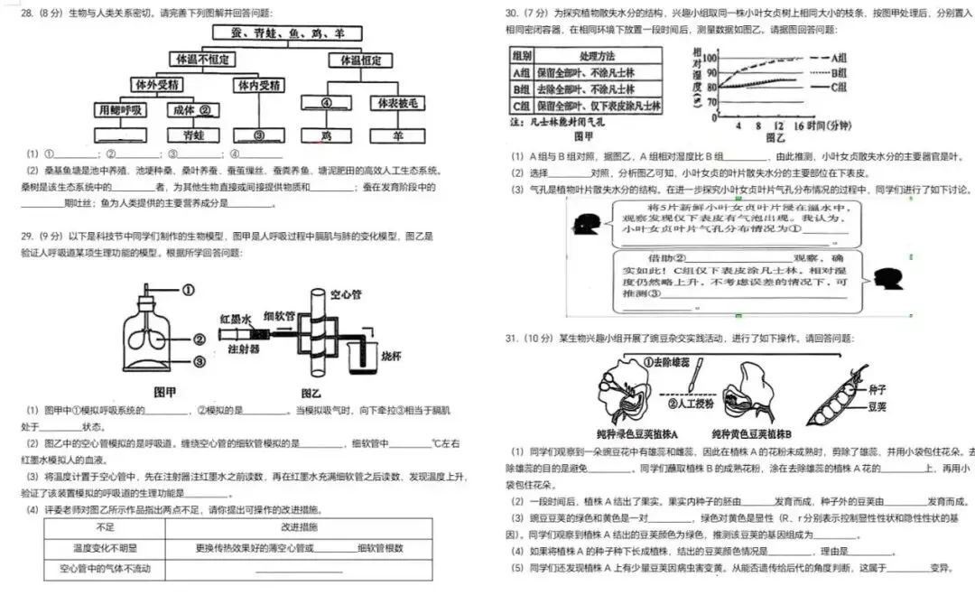 2025年湖南省中考生物学试题卷、参考答案 第3张