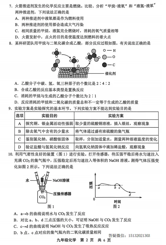 2026.5唐山市路北区中考二模化学试卷含答案 第2张
