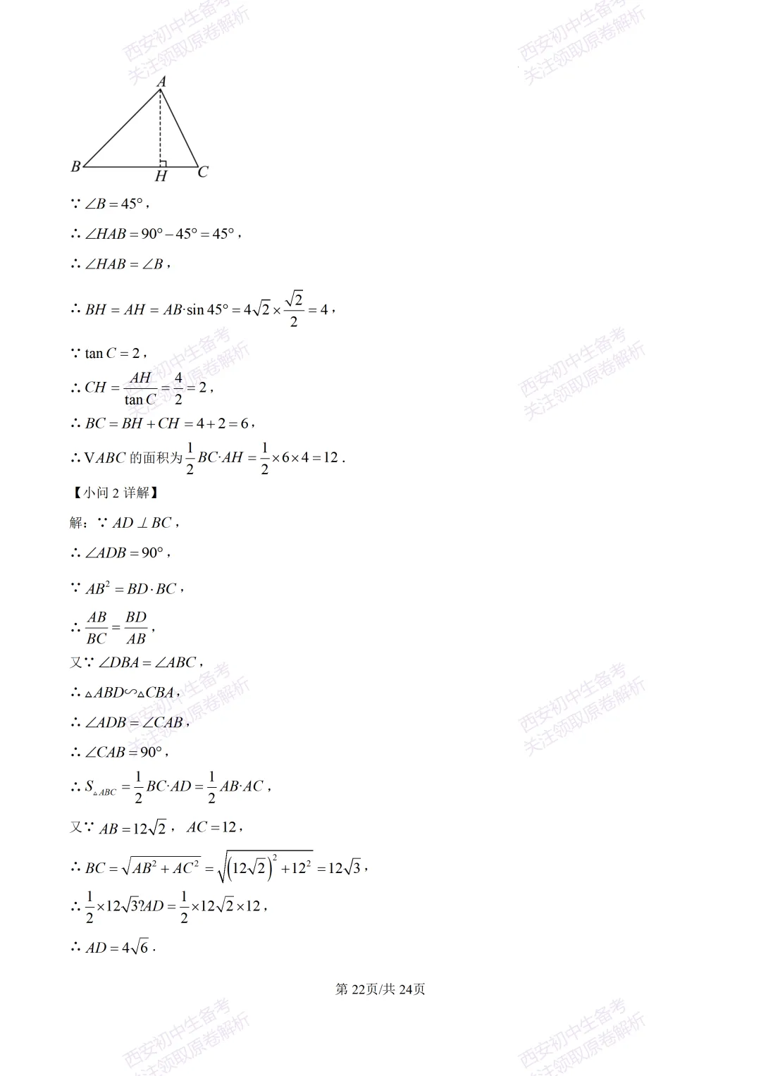 最新名校真题!西安2026中考模拟:【西安滨河学校】九年级五模【数学】含答案,免费下载 第36张