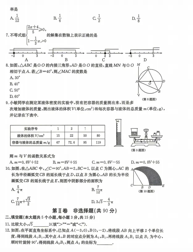 2026山西部分学校中考数学二模试题 第2张 2026山西部分学校中考数学二模试题 第2张