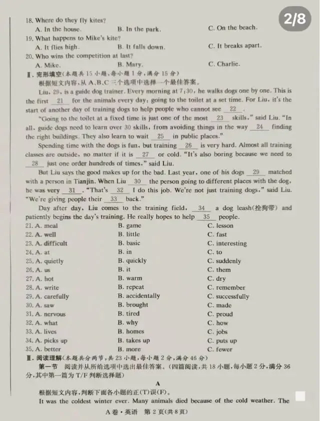 2026年中考英语:三模试卷A卷 第2张