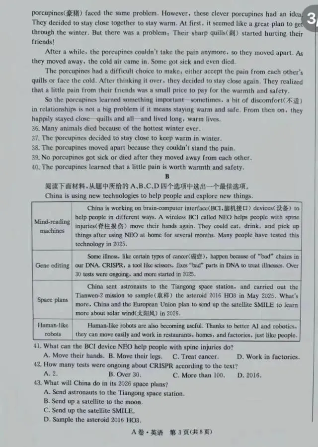 2026年中考英语:三模试卷A卷 第3张