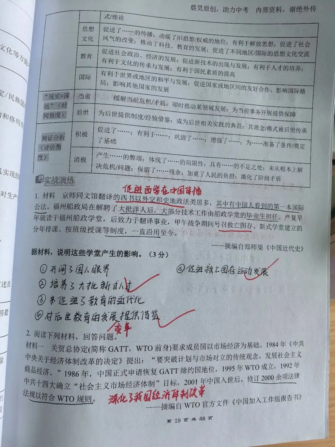【优秀作业】中考历史材料题优秀作答示例 第6张