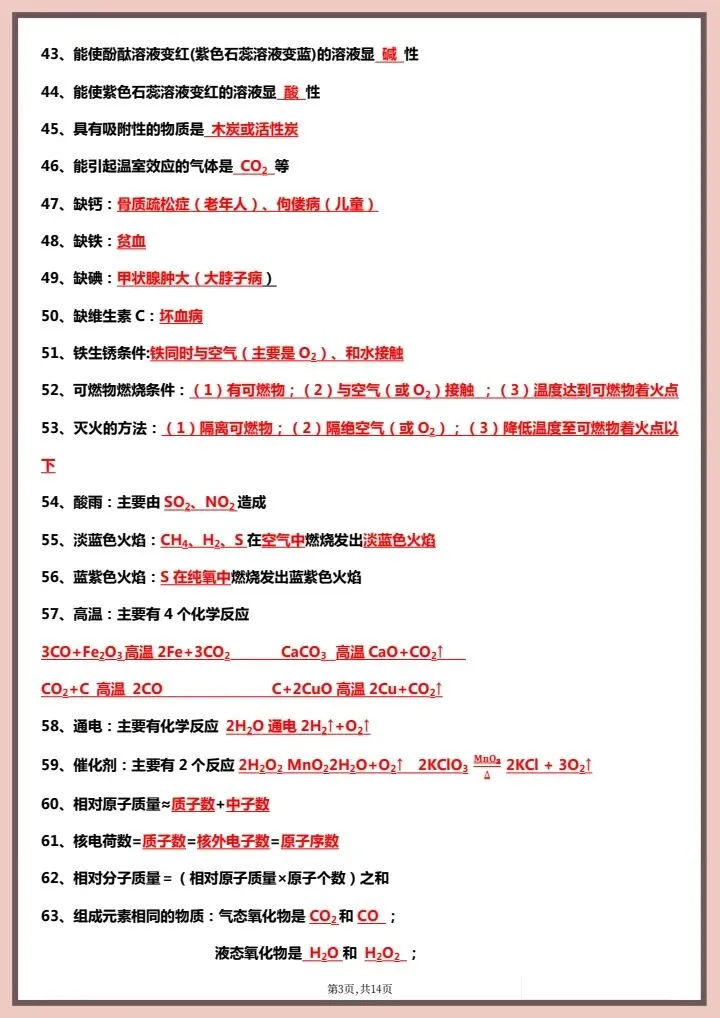 2026年中考化学《常考易错知识点总结》背诵版+默写版,完整电子版可打印! 第5张 2026年中考化学《常考易错知识点总结》背诵版+默写版,完整电子版可打印! 第5张