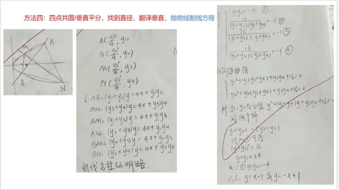 高考真题|一题多解|解析几何四点共圆:垂直、向量之积为零、斜率互为相反数、找圆心算半径、割线方程 第8张