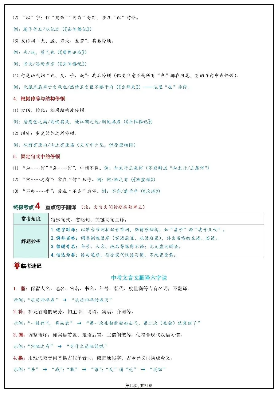 2026年中考语文考前20天冲刺讲义 第12张