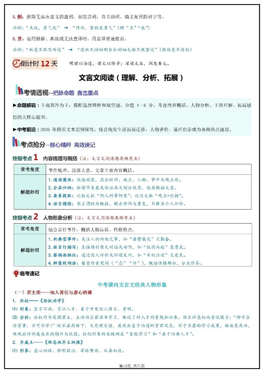 2026年中考语文考前20天冲刺讲义 第13张