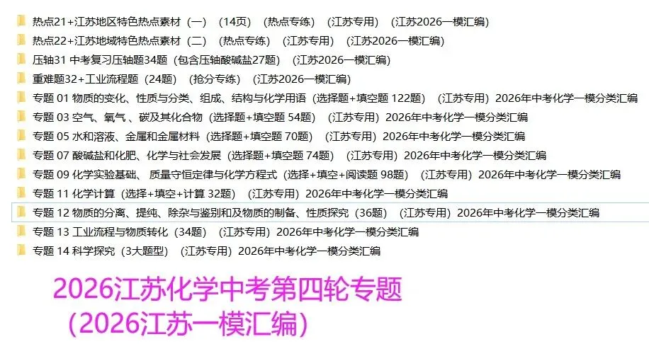 2026江苏化学中考第四轮复习专题(2026江苏一模汇编) 第20张 2026江苏化学中考第四轮复习专题(2026江苏一模汇编) 第20张