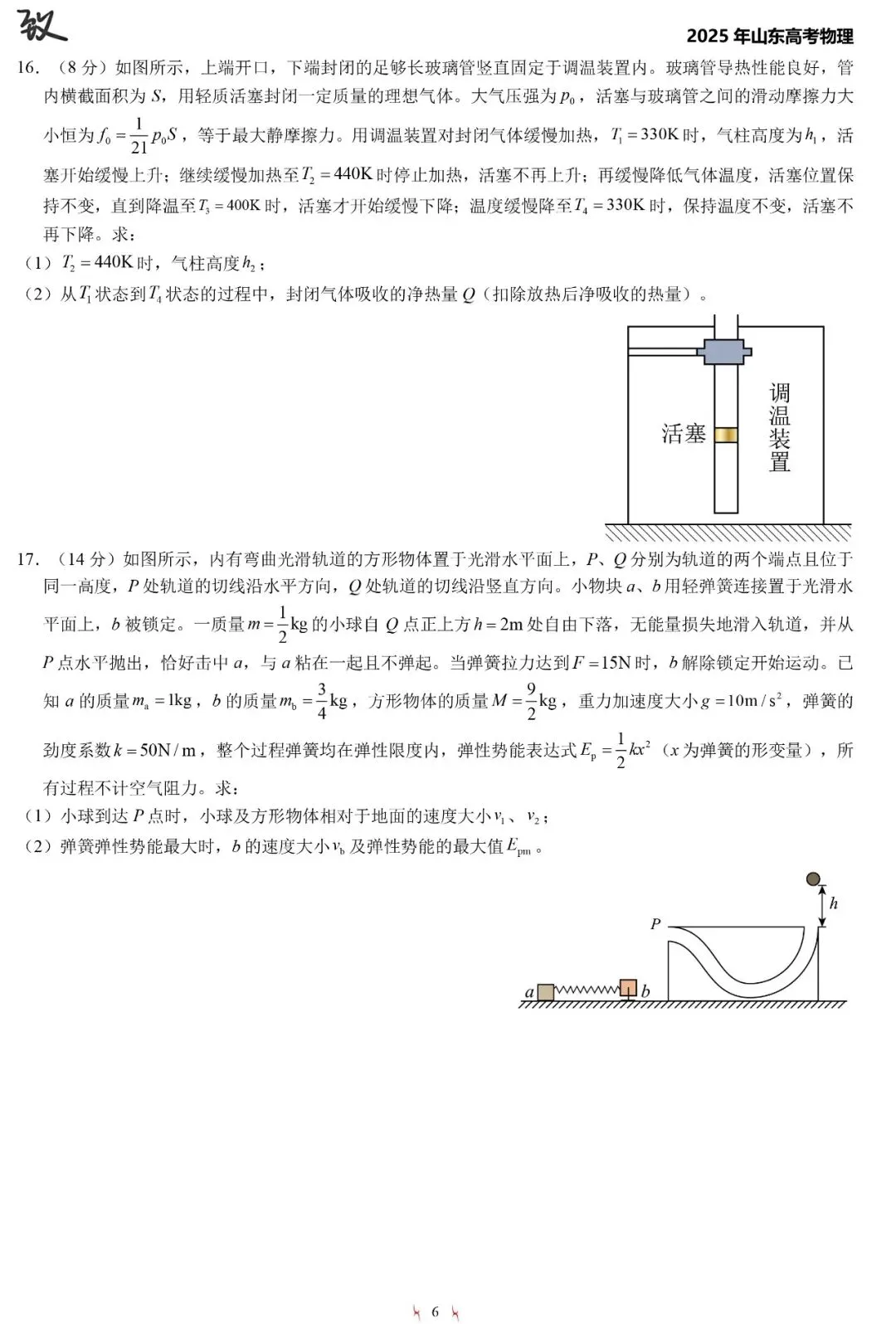 2025年山东高考物理真题(word版,详细解析) 第6张