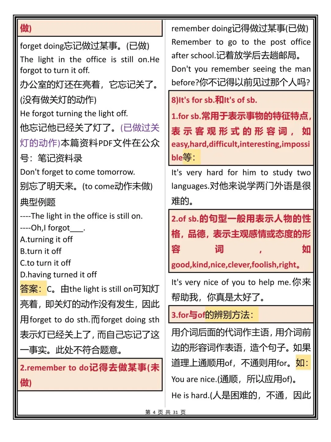 中考英语语法常考的知识点总结打印版,每天早晚读一遍,努力背下来 第4张