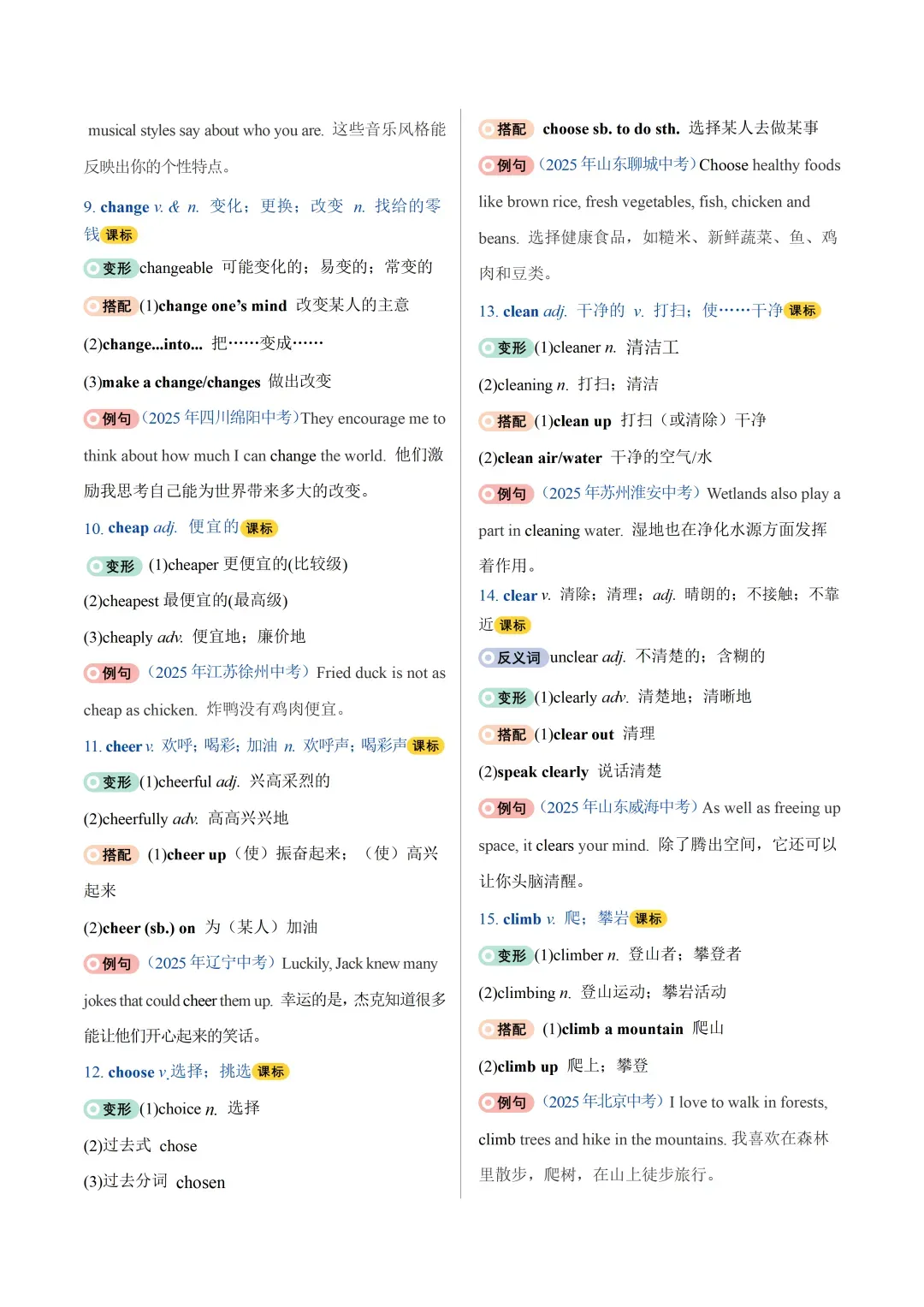 初中英语——2026年中考二轮复习知识清单(全国通用) 第9张 初中英语——2026年中考二轮复习知识清单(全国通用) 第9张