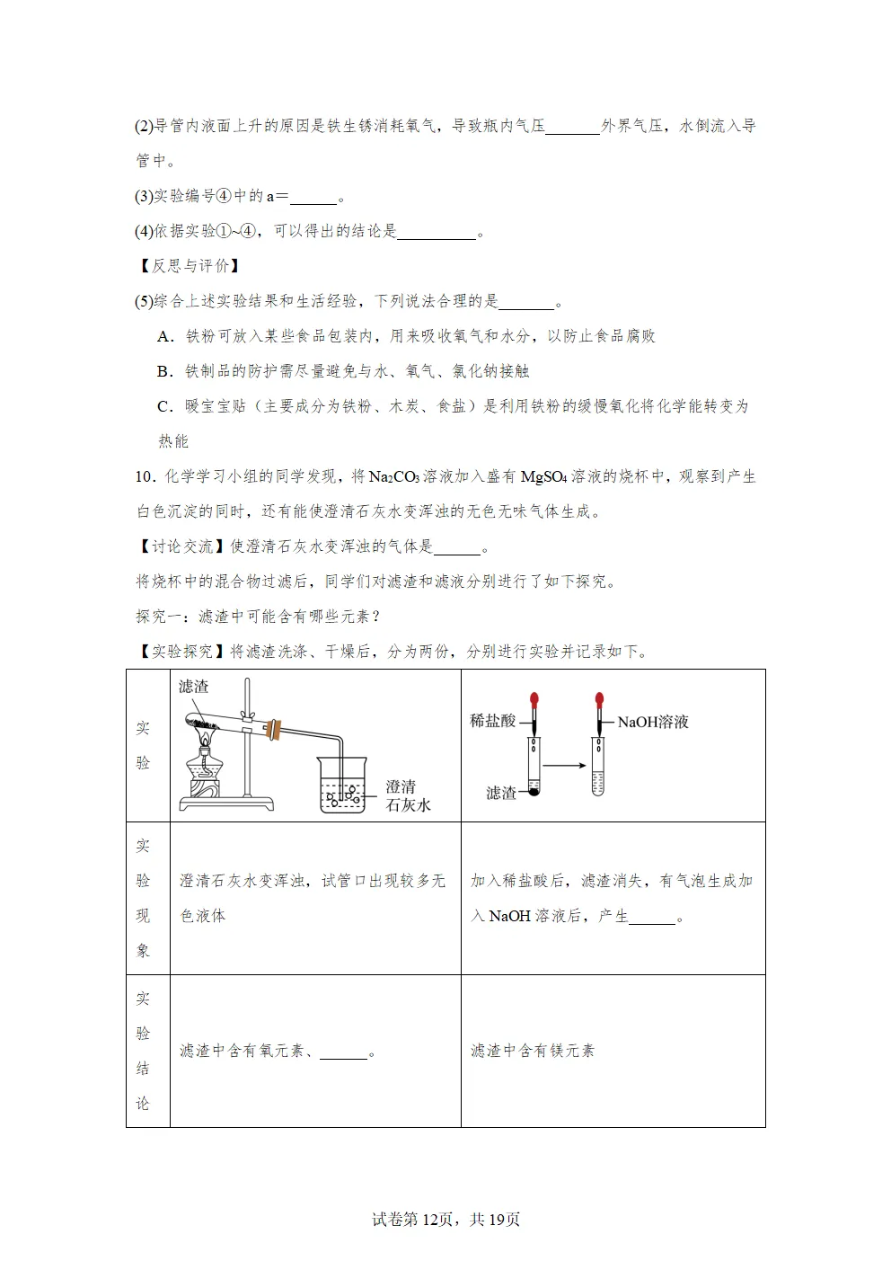 E15 2026决胜中考 《专题训练---科学探究 实验探究题》[Word可编辑] 第12张