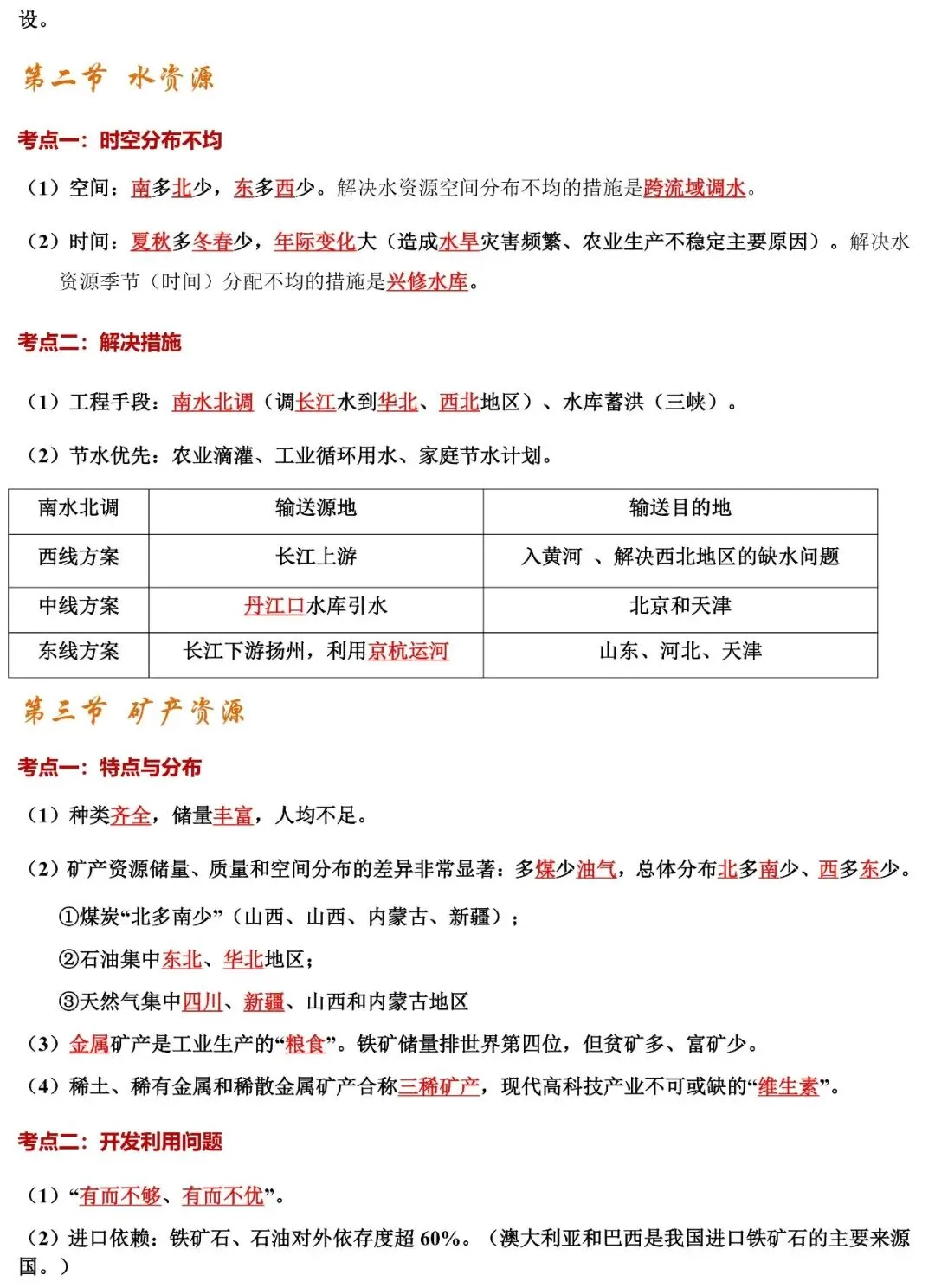 2026年中考地理填图速记:我国的自然资源(可下载) 第7张
