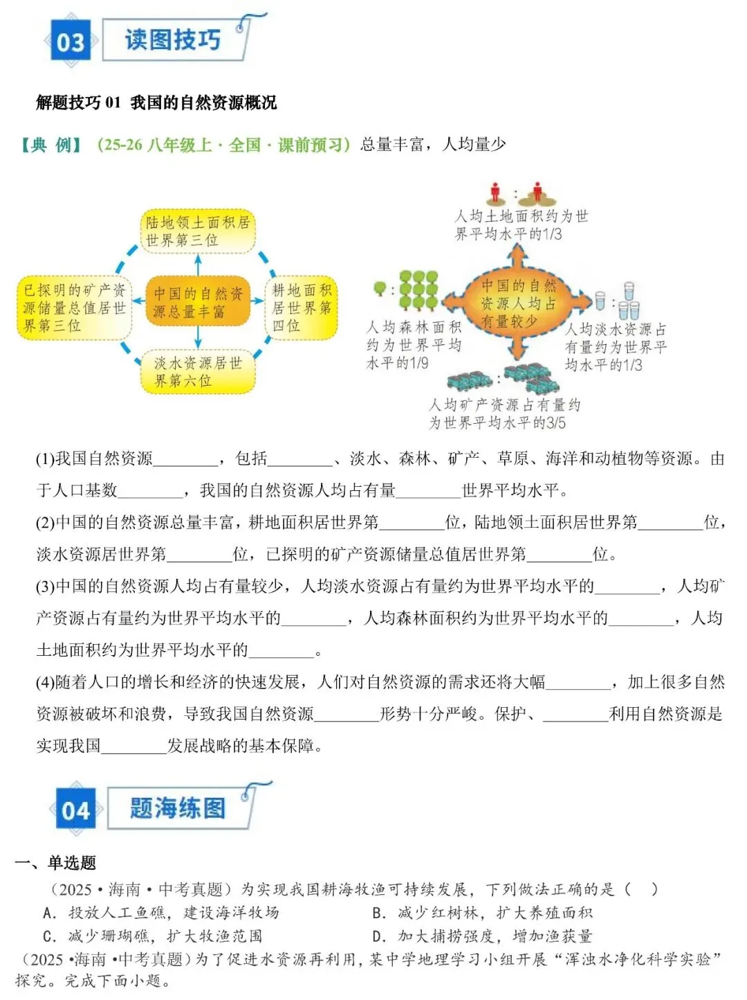2026年中考地理填图速记:我国的自然资源(可下载) 第9张
