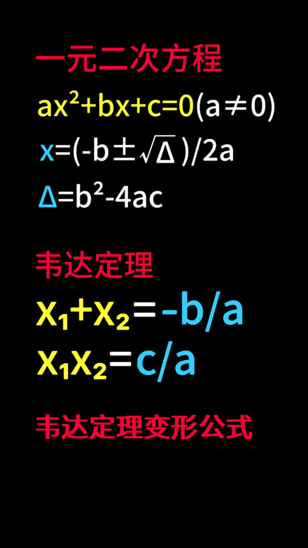 中考数学,韦达定理及变形公式 第1张
