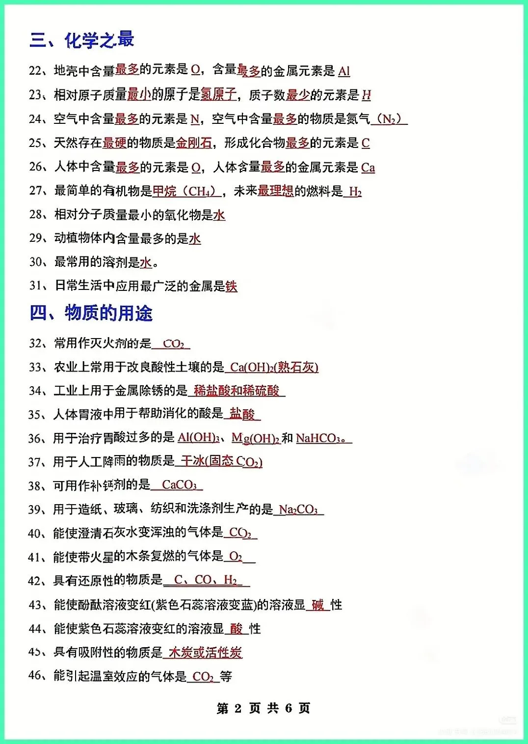 中考化学133个题眼,2026中考,反正就这6页纸 第2张