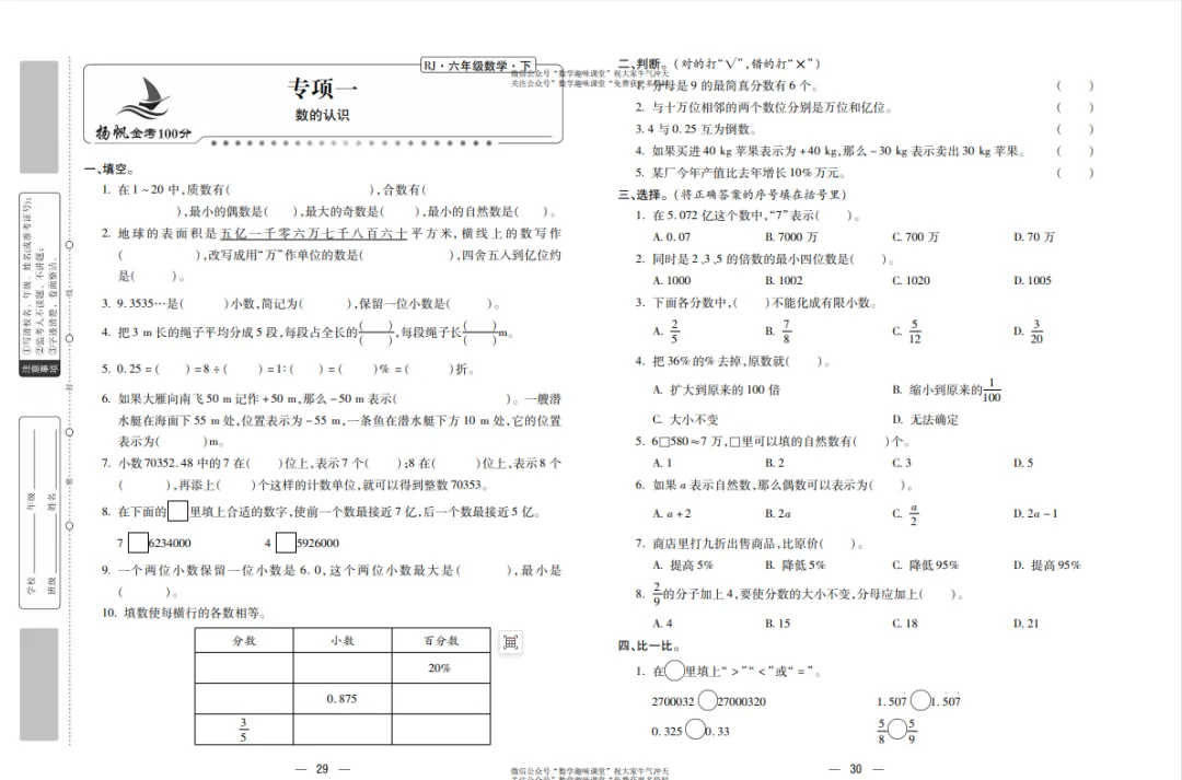 六年级下册数学复习试卷 第16张