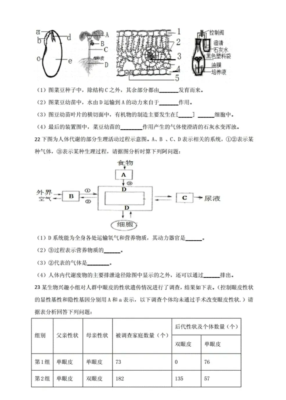 宁夏近三年生地会考真题 第36张