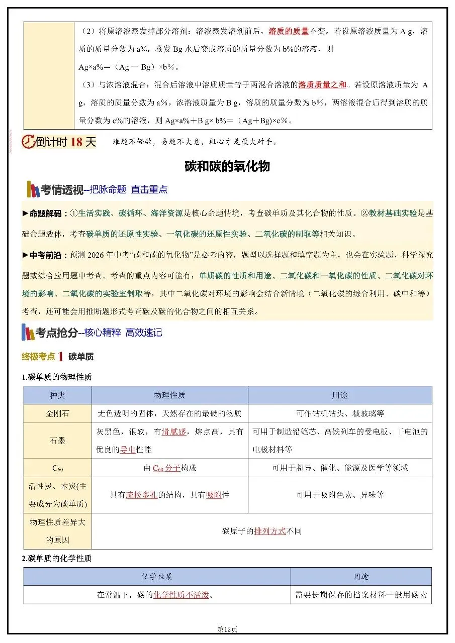 2026年中考化学考前20天冲刺讲义 第12张