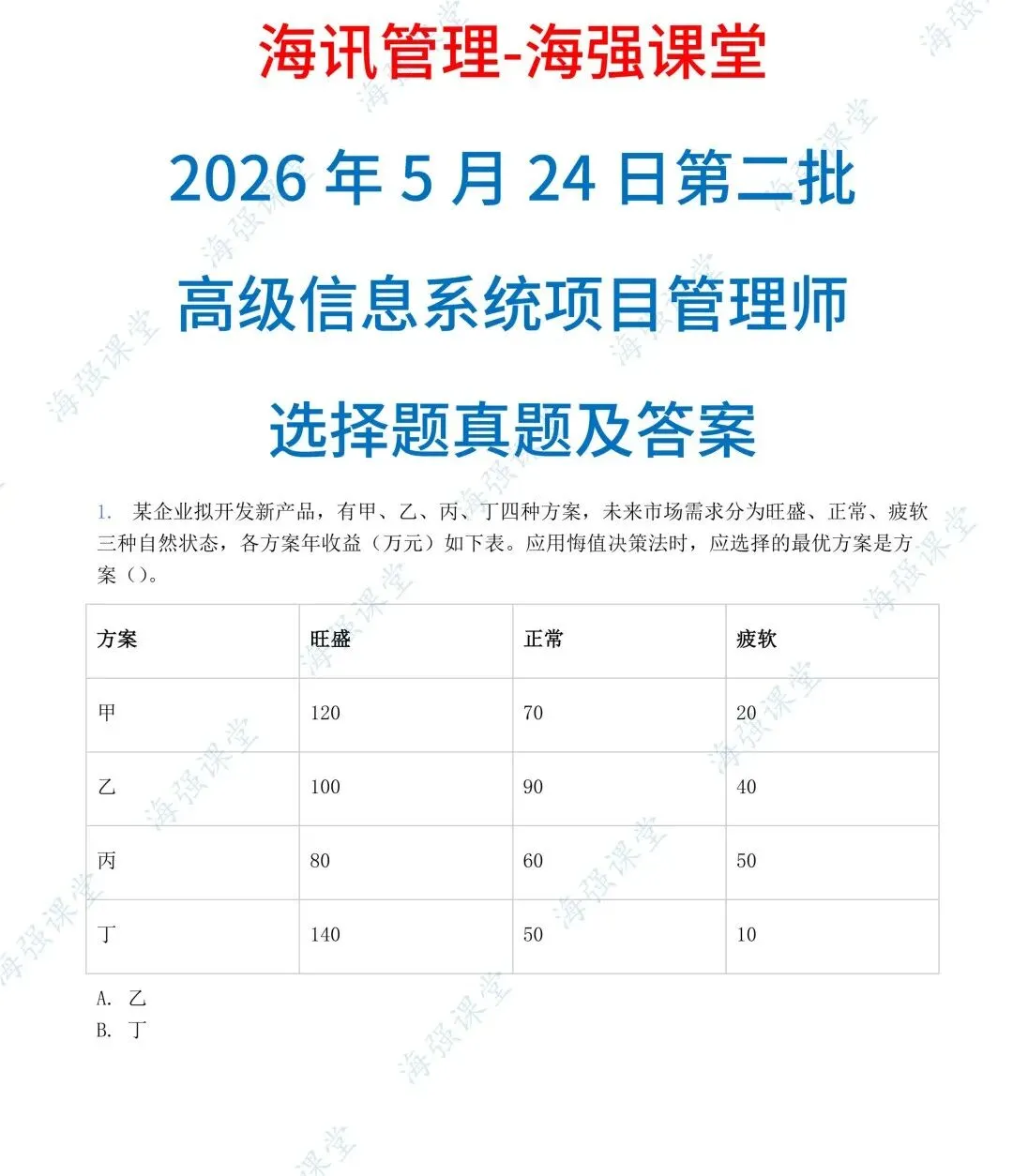 高级5月24日第二批选择题答案及论文真题范文 第1张