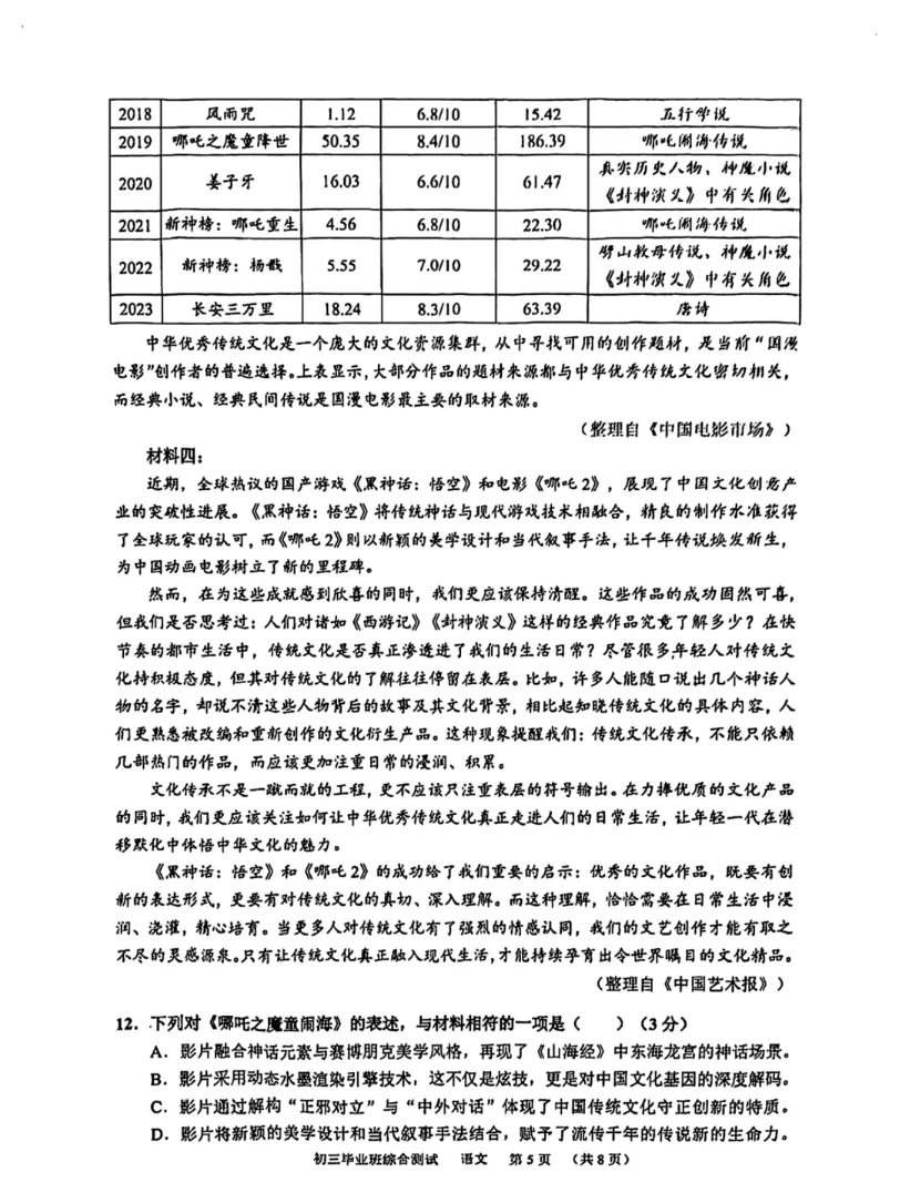 2025年广州市天河区中考一模语文试题(含答案) 第8张 2025年广州市天河区中考一模语文试题(含答案) 第8张