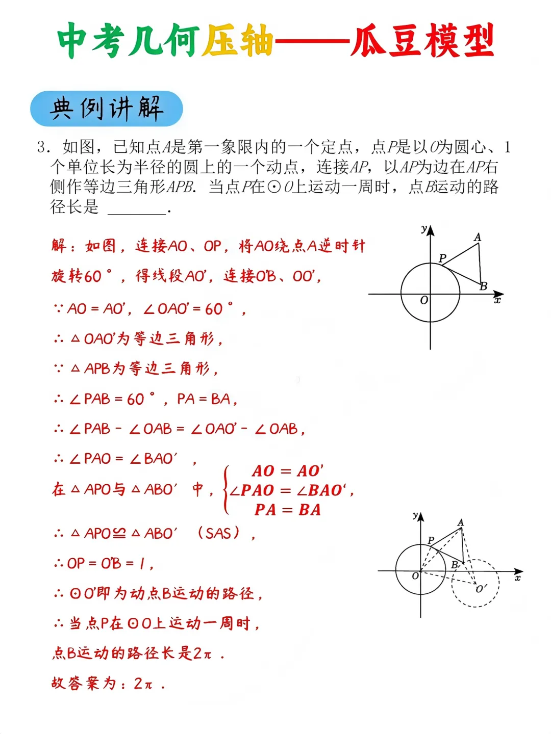 中考压轴题必考的瓜豆模型,吃透这3步,学会一道通杀一类! 第5张 中考压轴题必考的瓜豆模型,吃透这3步,学会一道通杀一类! 第5张