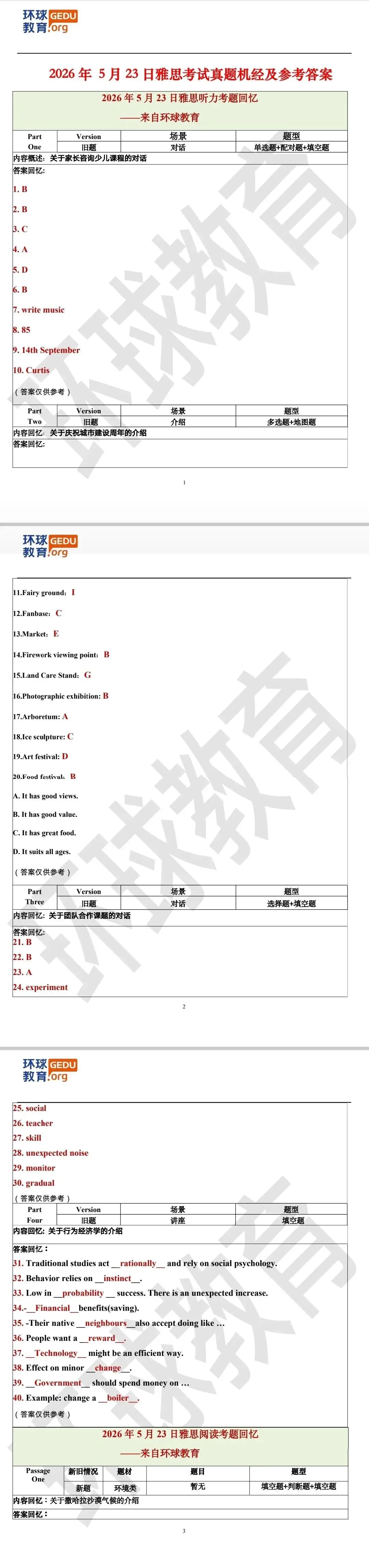 5月23日雅思考试回忆 | 真题+答案全汇总(附范文) 第3张 5月23日雅思考试回忆 | 真题+答案全汇总(附范文) 第3张