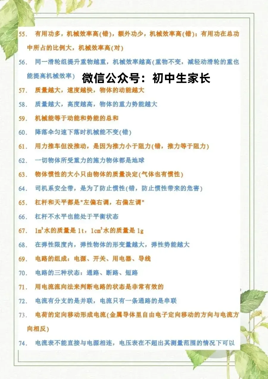 初中物理 | 150条中考物理基础知识点,孩子必须全部搞懂!(可打印) 第4张