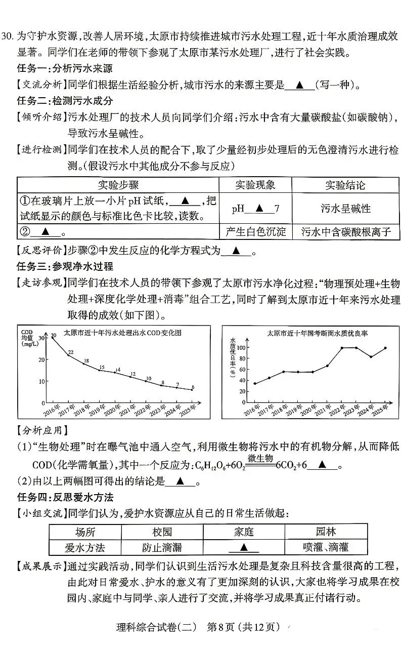 2026年太原市初中学业水平模拟考试(二) 第6张