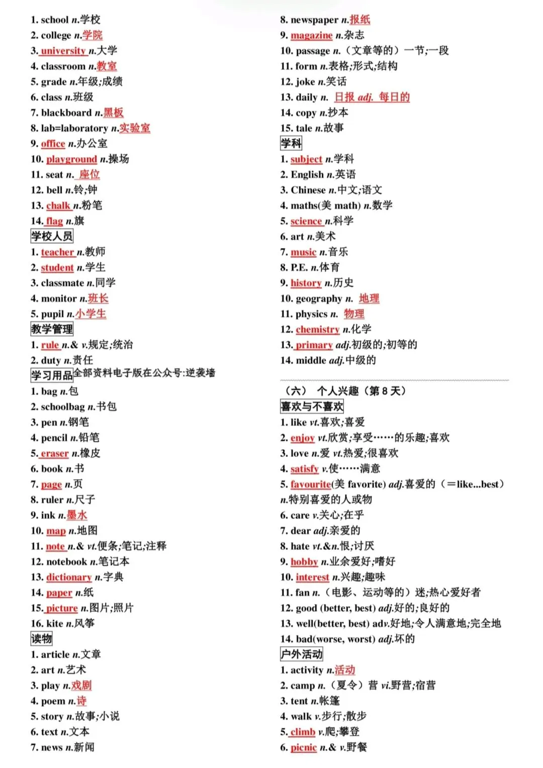 中考词汇速记表,考前必自查! 第8张 中考词汇速记表,考前必自查! 第8张