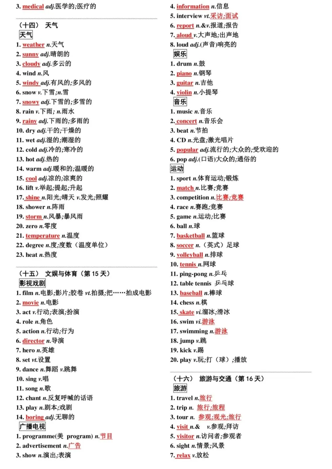 中考词汇速记表,考前必自查! 第14张 中考词汇速记表,考前必自查! 第14张