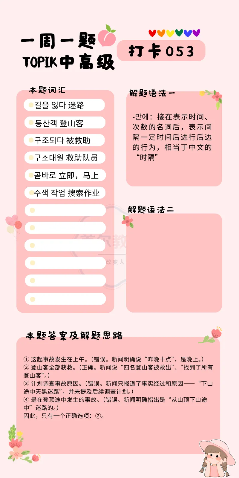 一周一题 || TOPIK中高级真题打卡【听力53】 第19张