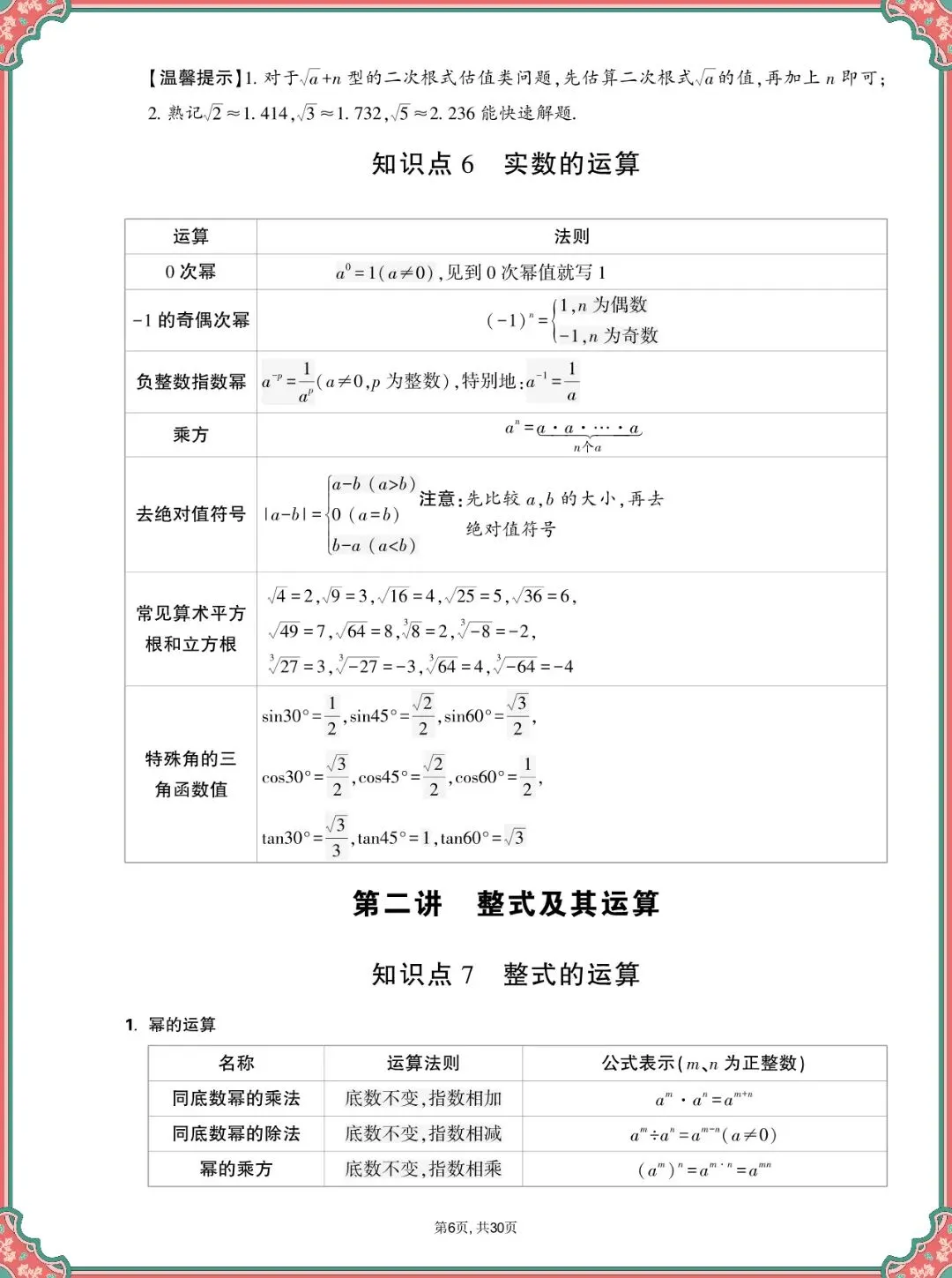 中考数学基础知识点汇总,可打印 第7张