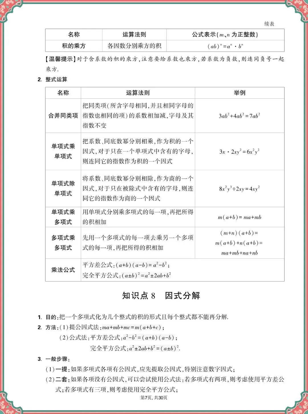 中考数学基础知识点汇总,可打印 第8张