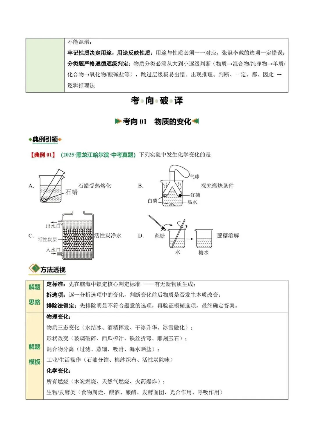 中考化学|26春新版中考化学二轮复习专题01物质的变化、性质、用途和分类全国通用(高清下载可打印)-第2张图片-四季读书网