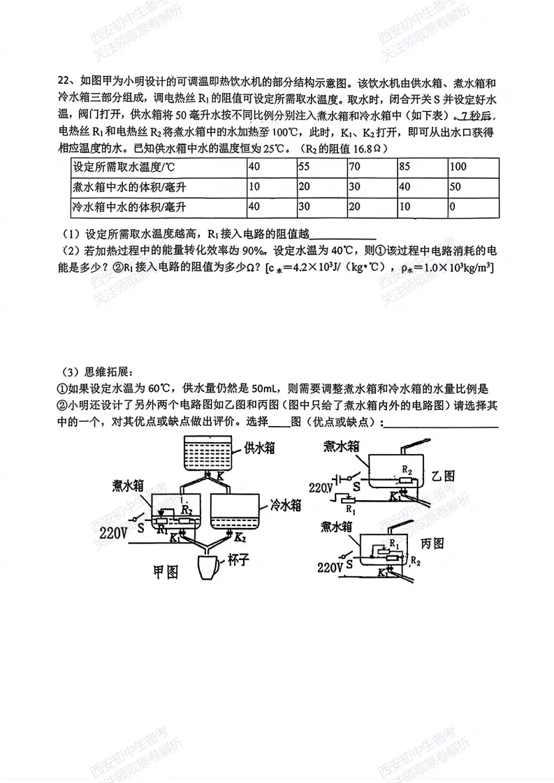 练真题明考向!西安2026中考模拟:【西安铁一中学】九年级六模【物理】免费下载-第13张图片-四季读书网
