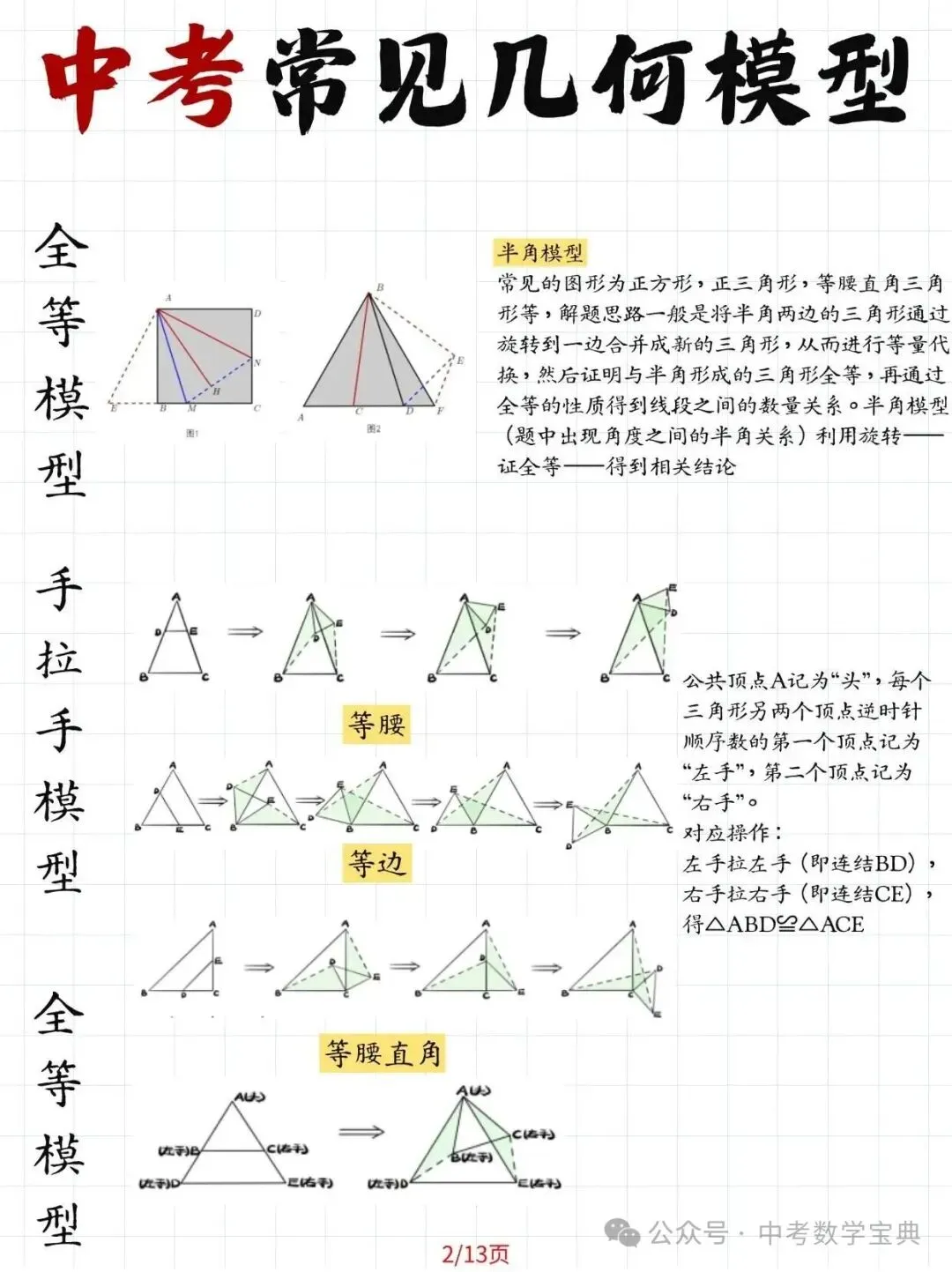 中考数学常见几何模型大全!13种模型大全,覆盖16大高频考点-第2张图片-四季读书网