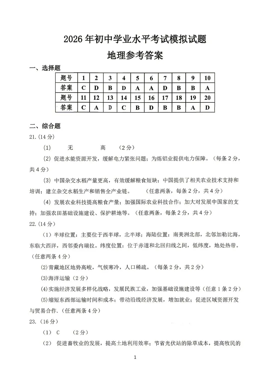 【地理模拟】2026年初中学业水平考试模拟试题-第9张图片-四季读书网