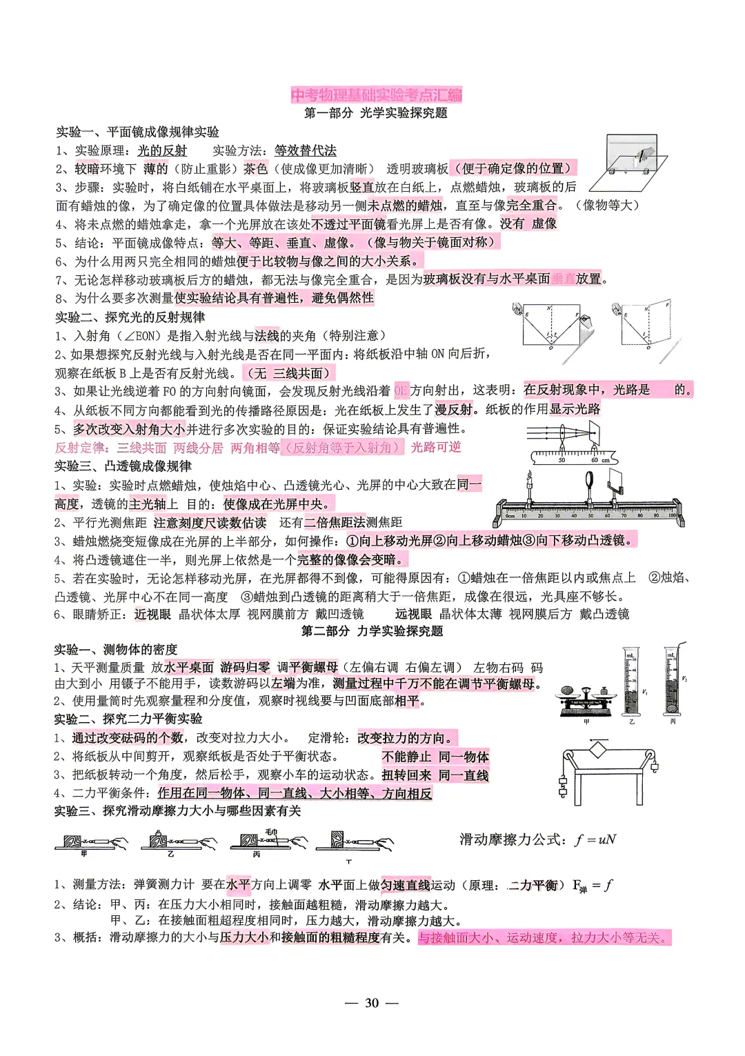 中考物理基础实验考点汇编 第1张