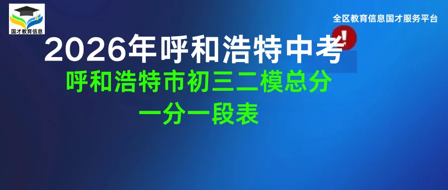 【呼市中考】2026年呼和浩特市初三二模总分一分一段表 第1张