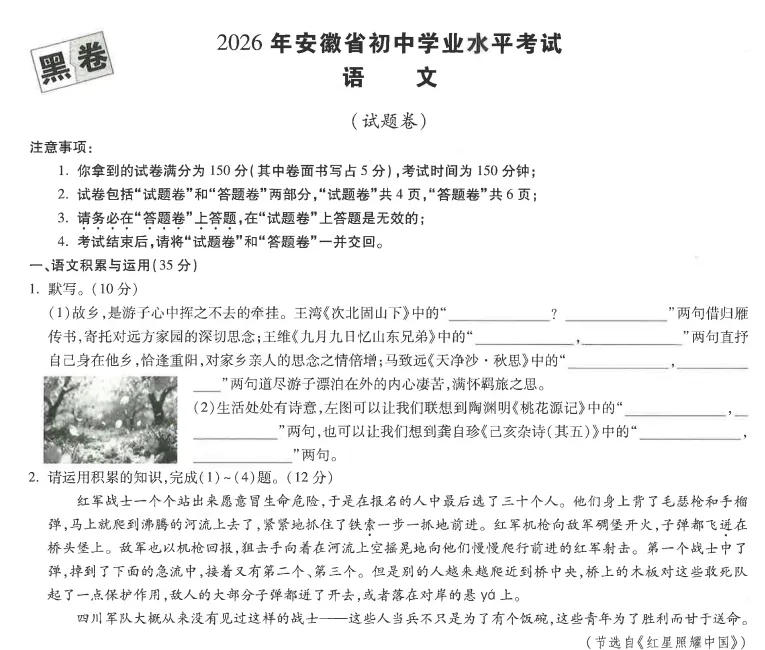 中考押题卷 | 2026年中考冲刺预测模拟卷(7科)及答案解析电子版 第2张