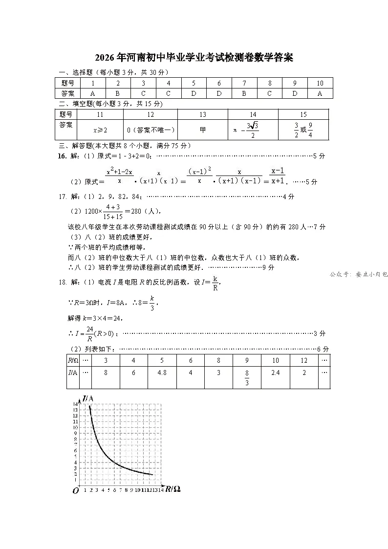 2026年河南省郑州市九校联考中考二模考试数学试题及解析【文末附7科试题+解析】 第10张